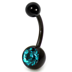 Black Steel Jewelled Belly Bars