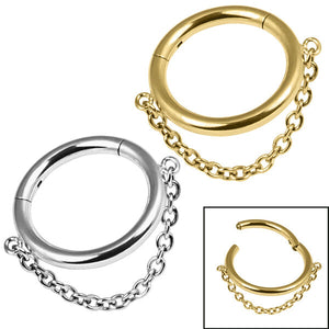 Titanium Orbit Single Chain Hinged Clicker Ring