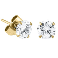 Gold Plated Steel (PVD) Ear Stud Earrings - Claw Set Jewelled