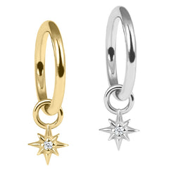 Steel Hinged Segment Ring with Steel 8 Point Jewelled Star Charm