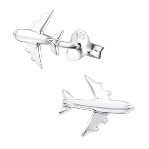 Sterling Silver Plane Ear Stud Earrings