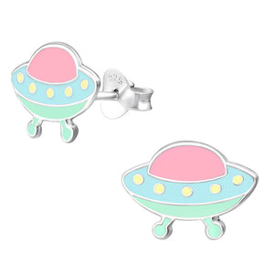 Sterling Silver UFO Ear Stud Earrings