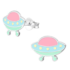 Sterling Silver UFO Ear Stud Earrings ES70