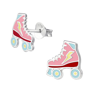 Sterling Silver Roller Skates Ear Stud Earrings