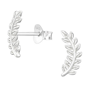 Sterling Silver Laurel Leaves Ear Stud Earrings