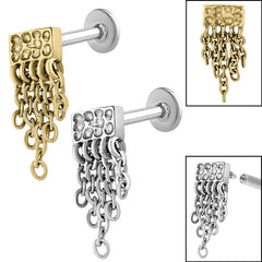 view all Titanium Internally Threaded Labrets 1.2mm - Steel Hammered Waterfall Chain body jewellery