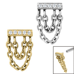 view all Steel 5 Jewelled Double Loop Chain Drop for Internal Thread shafts in 1.2mm body jewellery