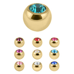 Gold Plated Steel (PVD) Jewelled Balls 1.2mm