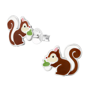 Sterling Silver Squirrel Ear Stud Earrings