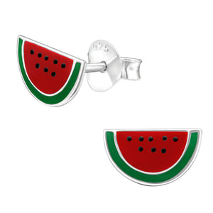 Sterling Silver Watermelon Ear Stud Earrings