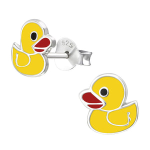 Sterling Silver Duck Ear Stud Earrings