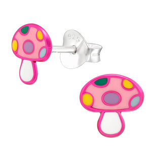 Sterling Silver Magical Mushroom Ear Stud Earrings