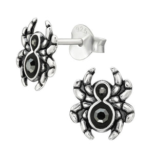 Sterling Silver Jewelled Spider Ear Stud Earrings