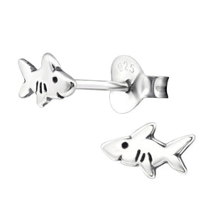 Sterling Silver Shark Ear Stud Earrings