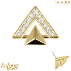 belong 14ct Solid Gold Threadless (Bend fit) Alpha Pyramid