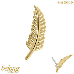 belong 14ct Solid Gold Threadless (Bend fit) Feather