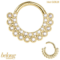 view all belong 14ct Solid Gold Joy Mandala Hinged Clicker Ring body jewellery