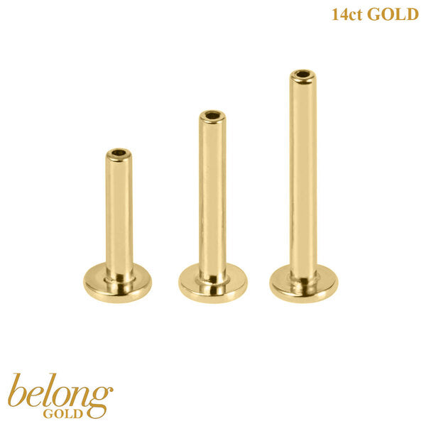 belong 14ct Solid Gold Threadless Labret Posts – bodyjewellery.co.uk