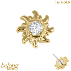 belong 14ct Solid Gold Threadless (Bend fit) Celestial Sun Jewel