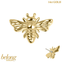 belong 14ct Solid Gold Threadless (Bend fit) Golden Bee