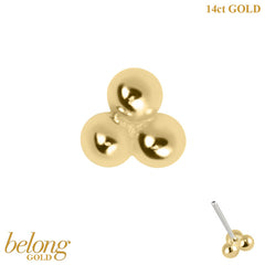 belong 14ct Solid Gold Threadless (Bend fit) Asia Trinity
