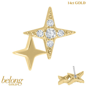 belong Solid Gold Threadless (Bend fit) Zeta Double Star