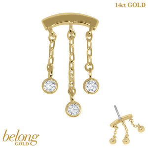 belong Solid Gold Threadless (Bend fit) Balance Jewelled Chain Drops