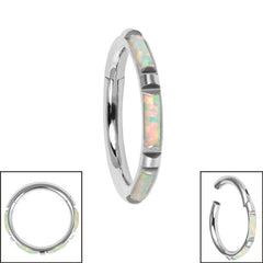 Titanium Hinged Synth Opal Baguette Edge Clicker Ring