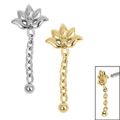 view all Steel Lotus Flower Chain Drop for Internal Thread Shafts in 1.2mm body jewellery