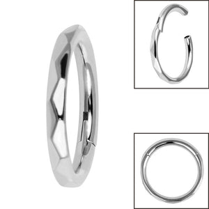 Titanium Diamond Faceted Pattern Edge Clicker Ring