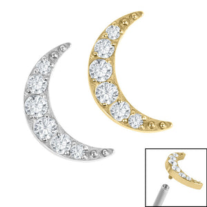 Titanium Jewelled Crescent Moon for Internal Thread shafts in 1.2mm