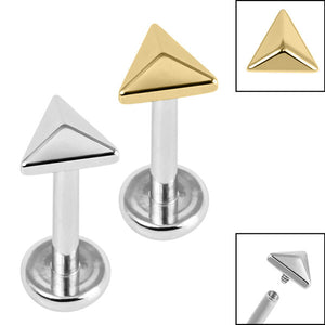 Titanium Internally Threaded Labrets 1.2mm - Titanium Pyramid Triangle