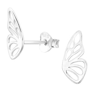 Sterling Silver Butterfly Wings Ear Stud Earrings