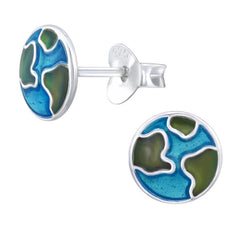 Sterling Silver Earth Ear Stud Earrings ES76