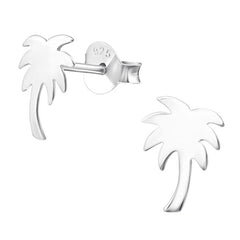 Sterling Silver Palm Tree Ear Stud Earrings