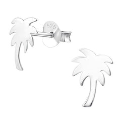 Sterling Silver Palm Tree Ear Stud Earrings ES64