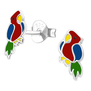 Sterling Silver Parrot Ear Stud Earrings