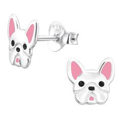 Sterling Silver French Bulldog Ear Stud Earrings ES106