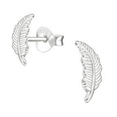 Sterling Silver Floating Feather Ear Stud Earrings ES62