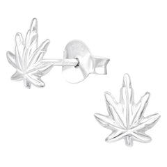 Sterling Silver Ganja Ear Stud Earrings ES60