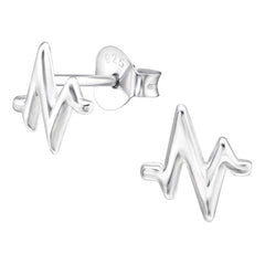 Sterling Silver Heartbeat Ear Stud Earrings ES145