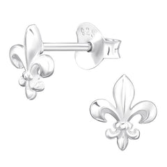 Sterling Silver Fleur De Lis Ear Stud Earrings ES138