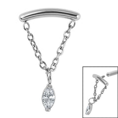 Titanium Jewelled Marquise Chain Loop for Internal Thread shafts in 1.2mm