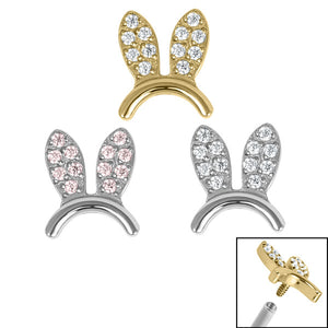 Titanium Claw Set Jewelled Bunny Ears for Internal Thread shafts in 1.2mm