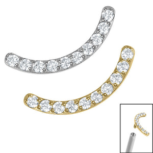 Titanium Claw Set Jewelled Smile Curved Bar for Internal Thread shafts in 1.2mm