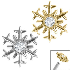 Titanium Claw Set Jewelled Snowflake Top for Internal Thread shafts in 1.2mm