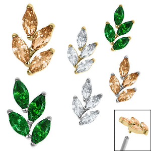 Titanium Claw Set Marquise Jewelled Leaf for Internal Thread shafts in 1.2mm