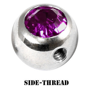 Steel Side-threaded Jewelled Balls 1.6x8mm