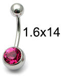 Steel Jewelled Belly Bar - 14mm