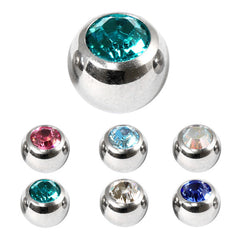 Titanium Threaded Jewelled Balls 1.2x4mm